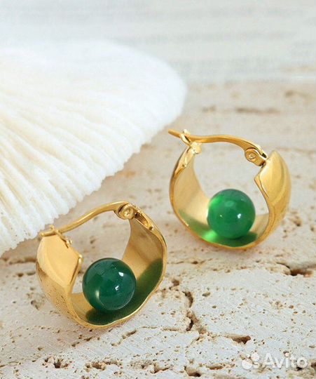 Новые Комплект с агатом. Серьги с нат. камнями