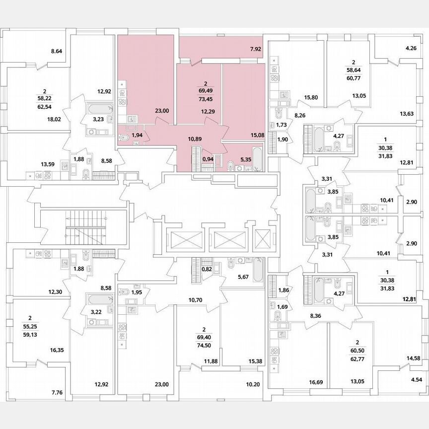 2-к. квартира, 73,5 м², 6/18 эт.