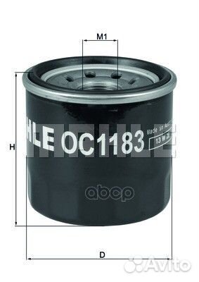 Фильтр масляный OC1183 Mahle/Knecht