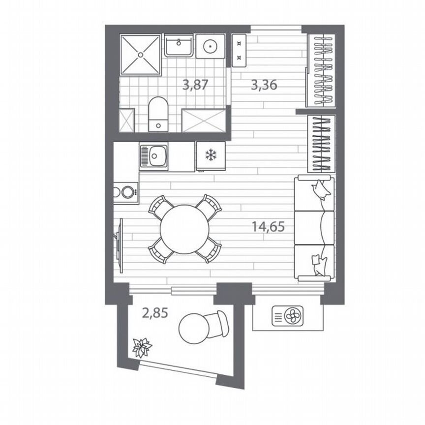 Квартира-студия, 22,7 м², 8/13 эт.