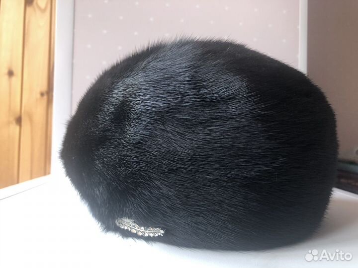 Черный норковый берет. Новый
