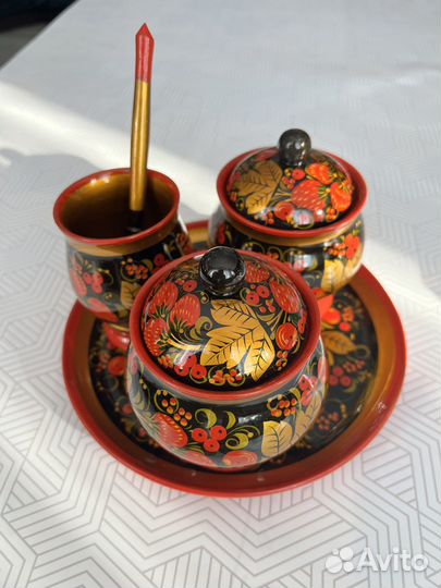 Набор деревянной посуды Хохлома