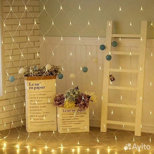 Гирлянда Сетка на окно в ассортименте