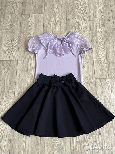 Школьная блузка р.128 с юбкой