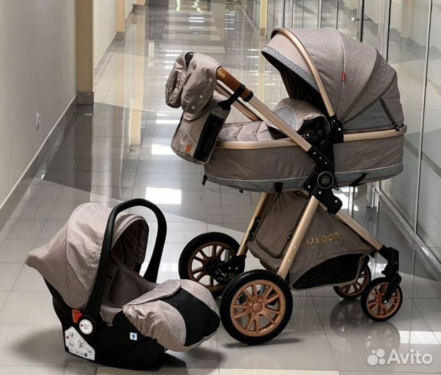 Коляска 3в1 Новая Luxmom v9 (Коричневый)