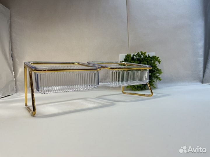 Двойная миска для кошек и собак на подставке