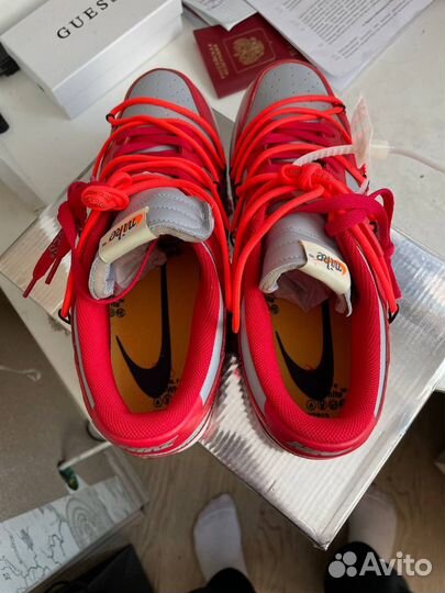 Nike dunk low off white university red/grey