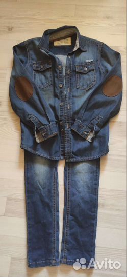 Джинсы и рубашка для мальчика рост 122-128