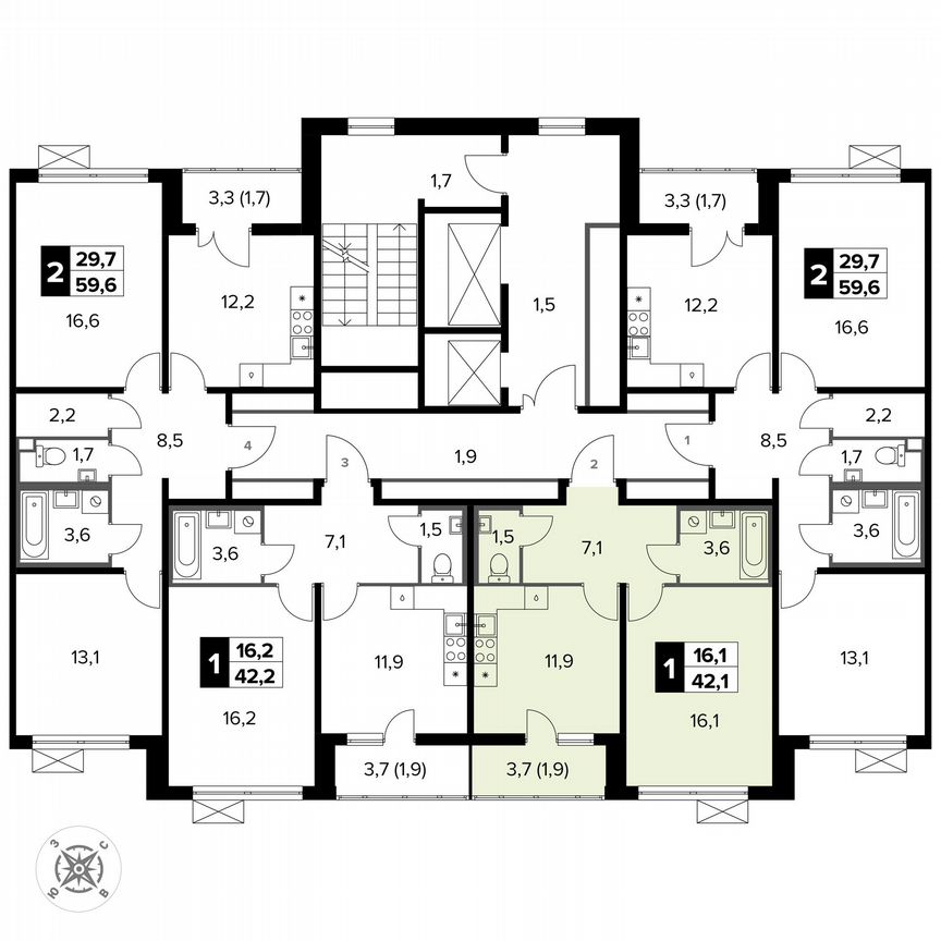 1-к. квартира, 42,1 м², 8/15 эт.