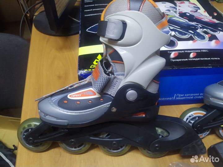Коньки роликовые 30-33, плюс защита, в отл. состоя