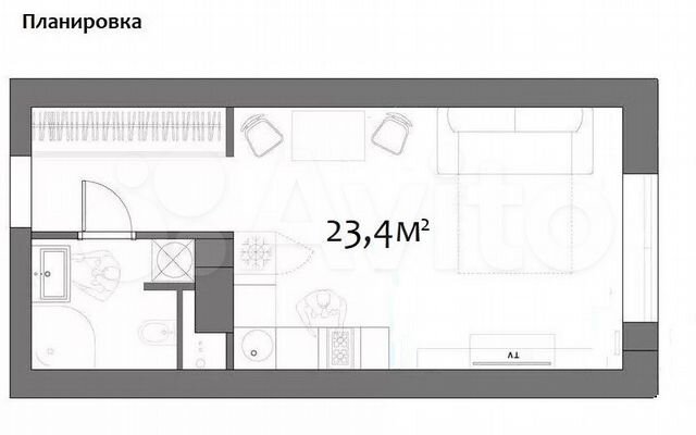 Квартира-студия, 23,4 м², 4/16 эт.