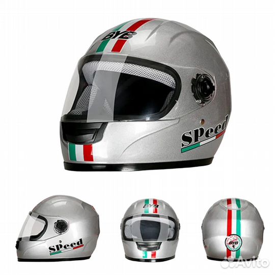 Мотошлем интеграл BYB 858 серый markdown