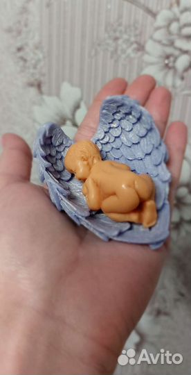 Силиклновый молд форма крылья и малыш