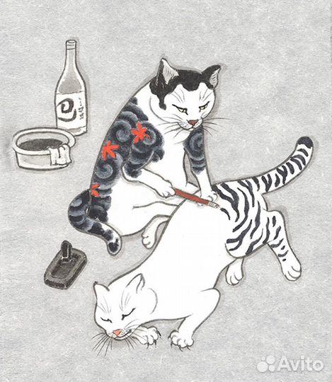 Картина интерьерная на холсте Коты Якудза