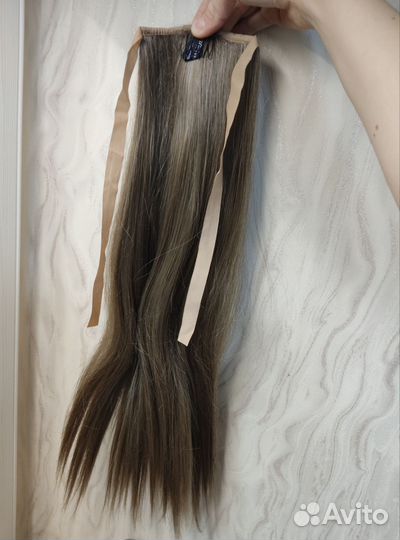 Волосы хвост шиньон русые