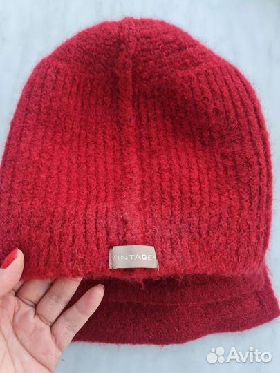 Шапка и шарф шерсть комплект с декором