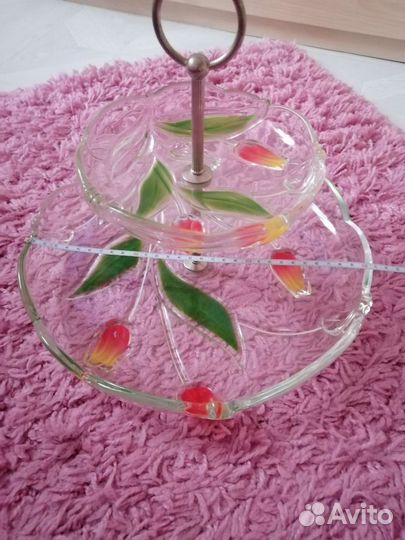 Ваза для фруктов, цветное стекло