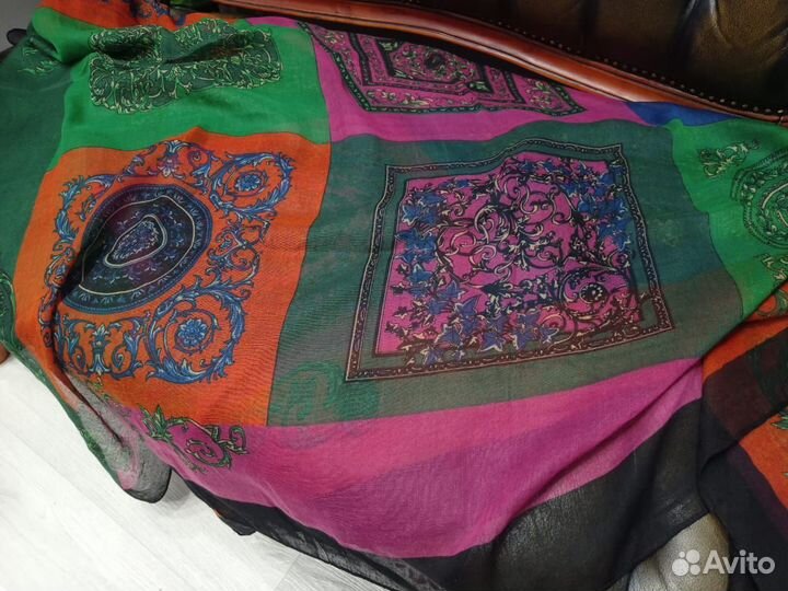 Платок большой шаль etro тонкорунная шерсть италия