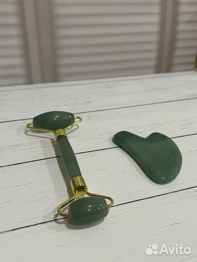 Массажный набор для лица Нефрит Розовый кварц