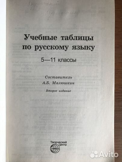 Учебные таблицы по русскому языку 5-11 классы