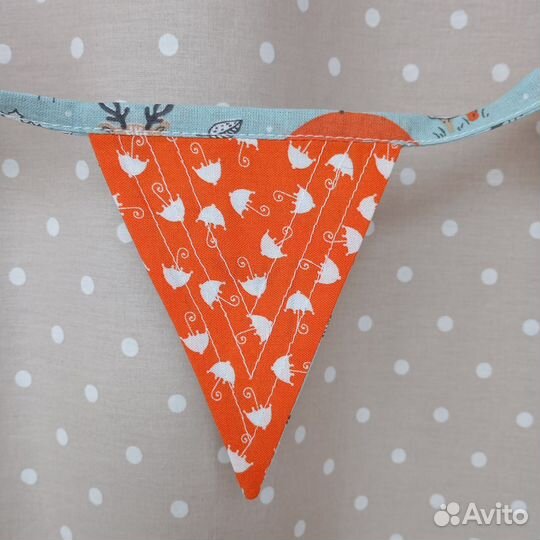 Гирлянда 1,9м 10 хлопковых флажков высотой 11см