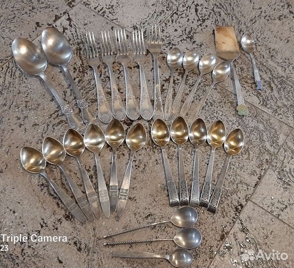 Ложки, вилки, мельхиор, столовые приборы, серебро