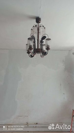Люстра, с хрустальной инкрустацией + бра