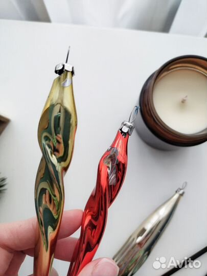 Набор СССР три сосульки на ёлку новогодние