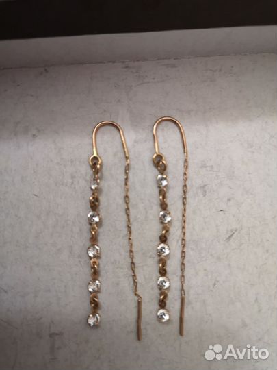 Серьги золотые 585 продевки