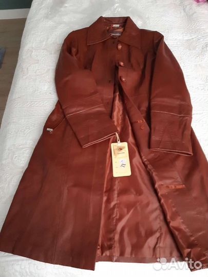 Кожаный плащ женский 42 44