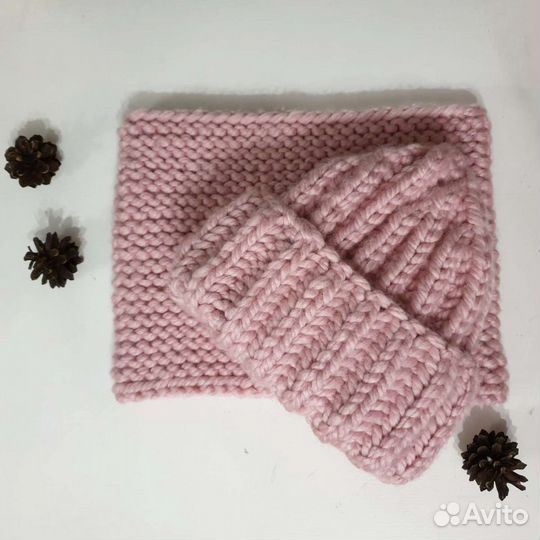 Комплект шапка и снуд женский