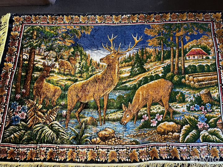 Коврик с оленем винтаж плюш