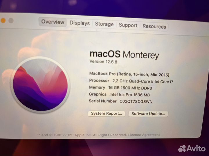 Macbook pro15 with retina display mid 2015 a1398