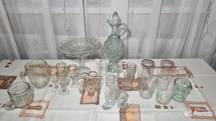 Посуда цветное стекло, хрусталь времен СССР