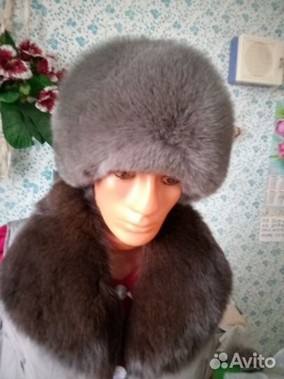 Шапка песцовая,темно-серая р 58 новая