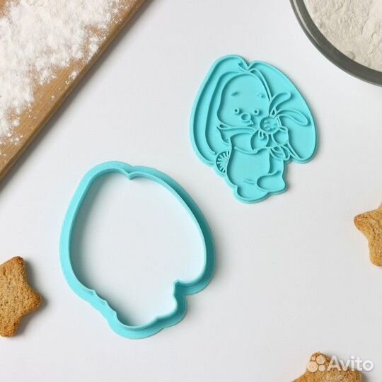 Форма для печенья «Зайка в пижаме», штамп, вырубка