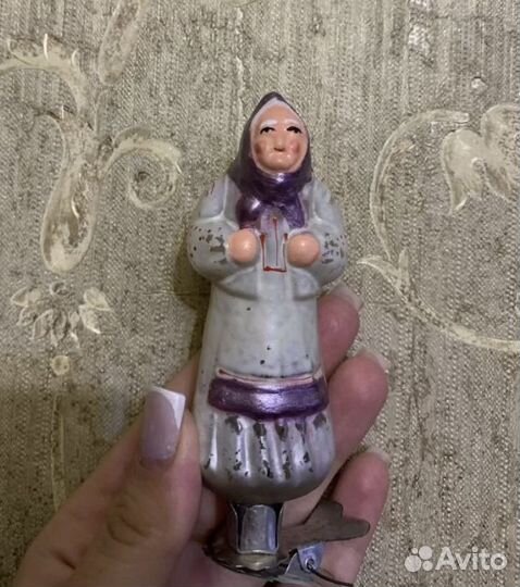 Елочная игрушка СССР старуха для Ольги