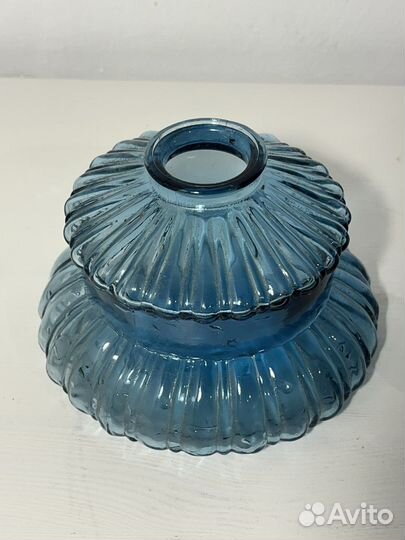 Лампа керосиновая старинная, голубое стекло