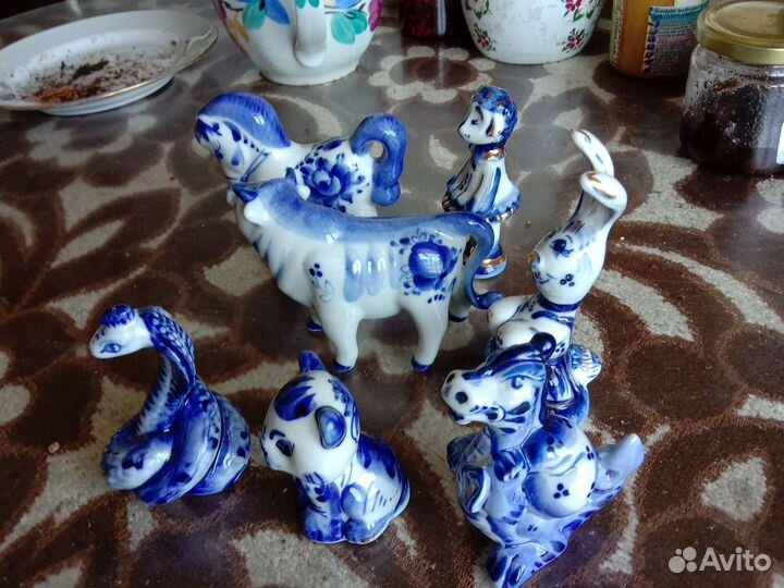 Фигурки животных Гжель 6штук
