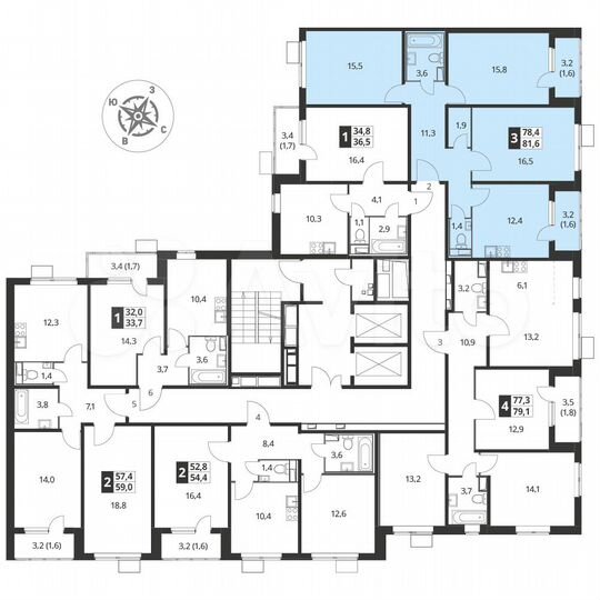 3-к. квартира, 81,8 м², 19/25 эт.