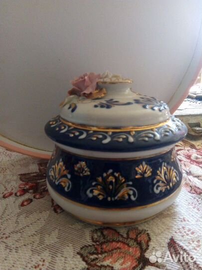 Сахарница фарфоровая, ручной работы, Кисловодск