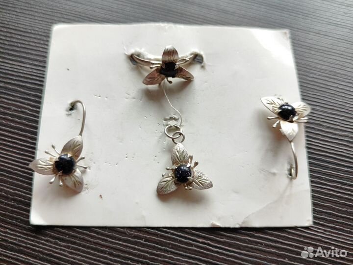 Комплект серебро, жемчуг