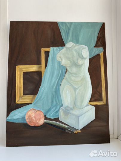 Картина маслом Гипсовая фигура с персиком