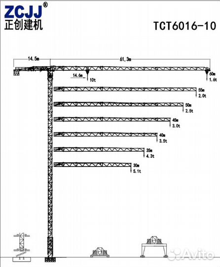 Башенный кран ZCJJ TCT6016-10, 2024