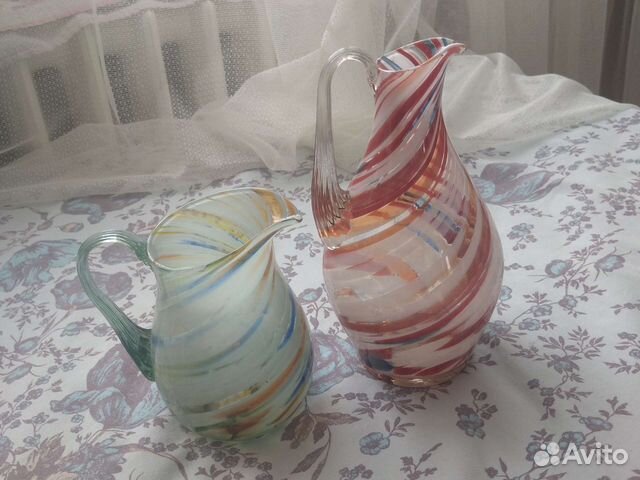 Кувшин цветное стекло СССР