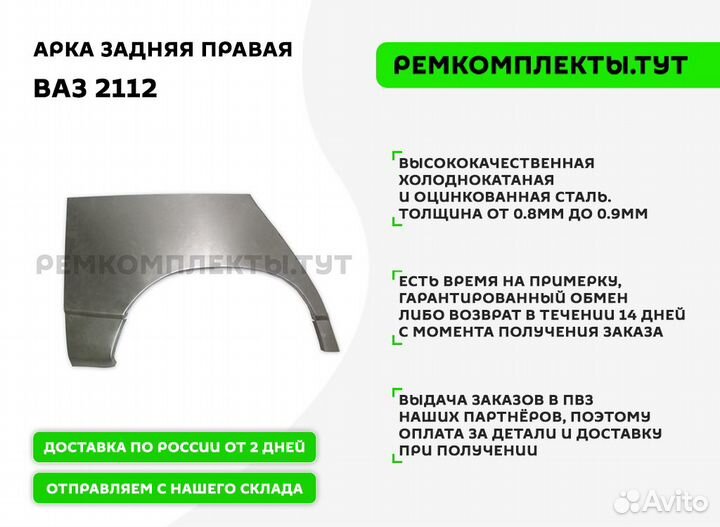 Арка задняя правая Ваз 2112 5 дв