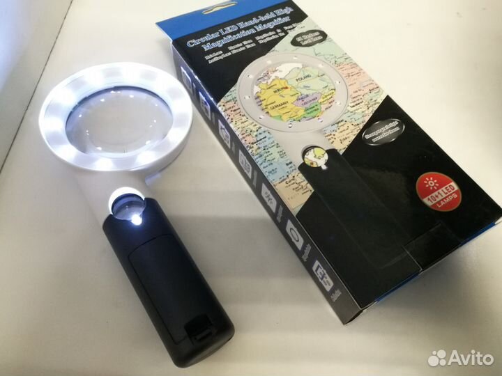 Лупа 5Х-75мм.21мм-20х Led 10 New