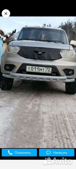 Передняя защита УАЗ Патриот двойная 63.5 мм