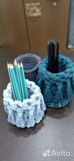 Карандашница макраме, ручная работа