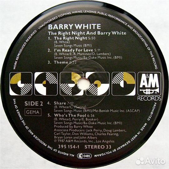 Barry White The Right Night & Barry White LP